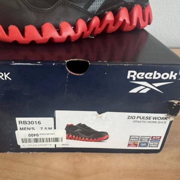 Reebok Men's 7.5 M Black & Red Zig Pulse Work Athletic Slip Free Sneaker Shoes - Picture 5 of 7
